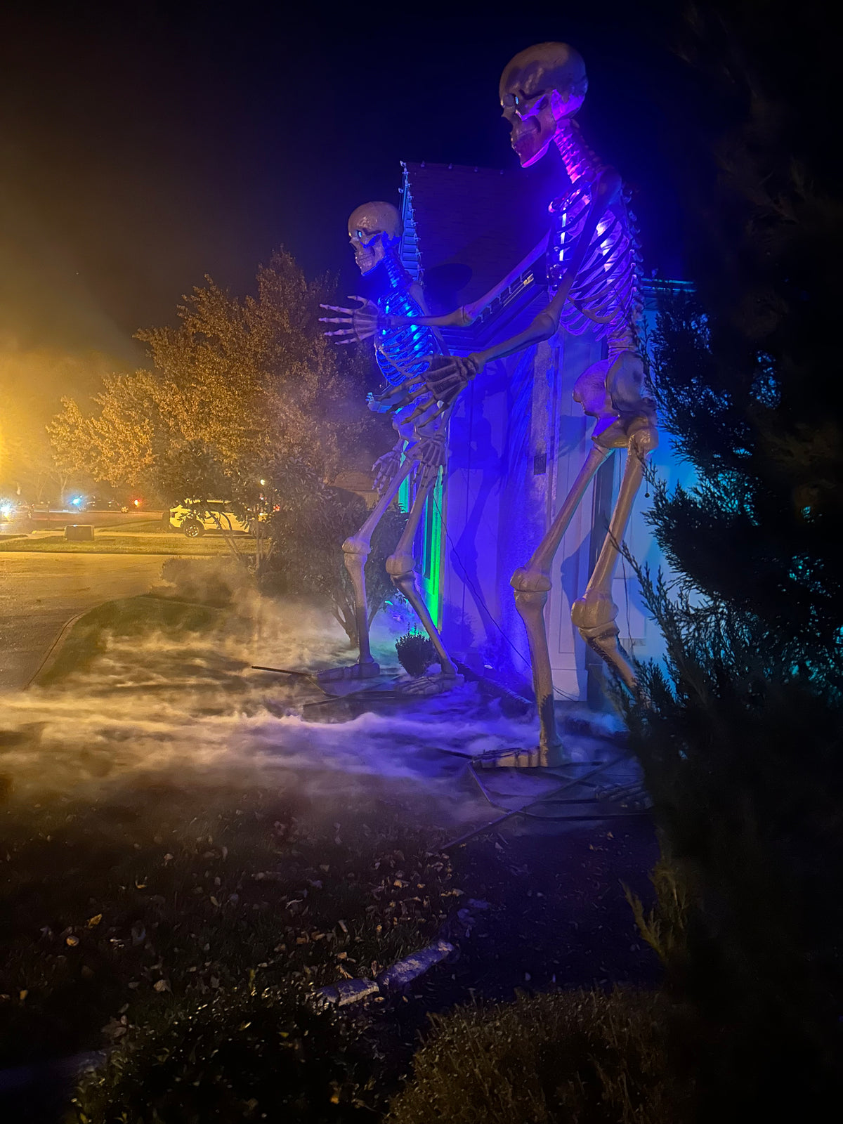 12-foot giant Halloween skeleton rental display in Kansas City